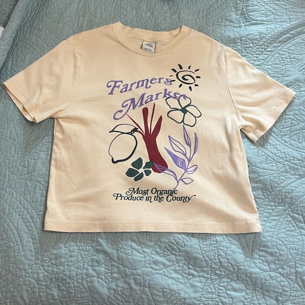 Urban Outfitters Cream Tee with Graphic Design